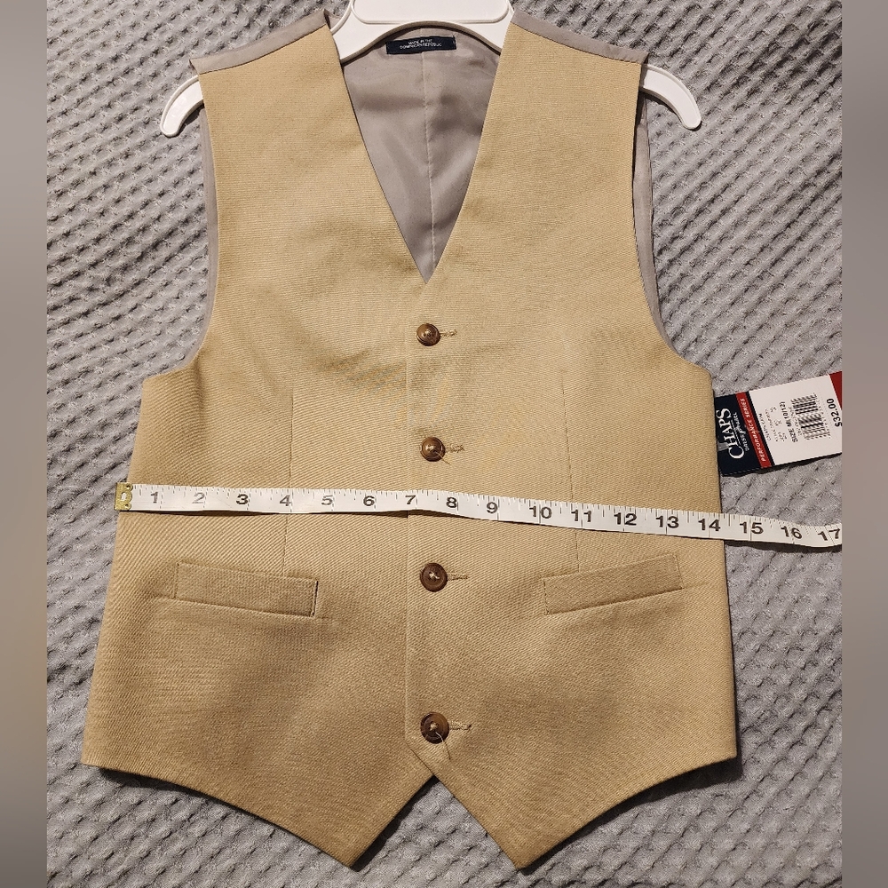 Boys Chaps Tan Button-Up Vest Size M